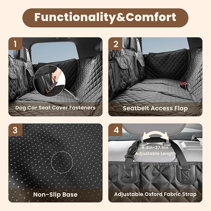 Hard Bottom Dog Car Seat Cover for Back Seat with Door Protector | 100% Waterproof, Tear-Resistant & Non-Slip, Back Seat Cover for Small Mid Cars, SUVs & Trucks, Holds 450Lbs, Easy to Clean - Image 9