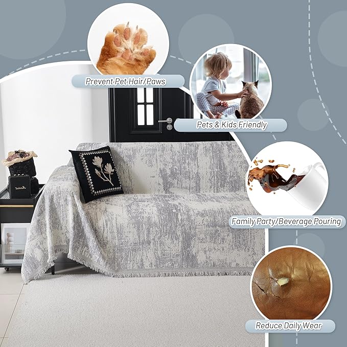 MYSKY HOME Couch Cover for Sectional Sofa Set Furniture Sofa Cover Washable for Dog Cat Pet Couch Cover 3 Cushion Couch Sofa Chenille Couch Protector Multi Use Couch Covers Blanket,91" X150" - Image 3