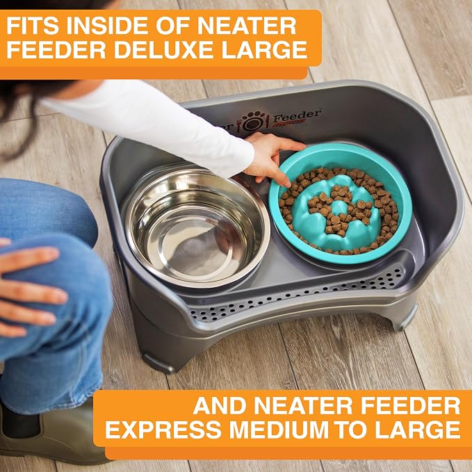 The Niner Slow Feed Bowl - Raised Peaks Slow Down Pets Eating - Fits Elevated Feeders Including Neater Feeder Large Sizes - Gentle on Teeth and Gums - Holds up to 2 Cups (Aquamarine) - Image 4