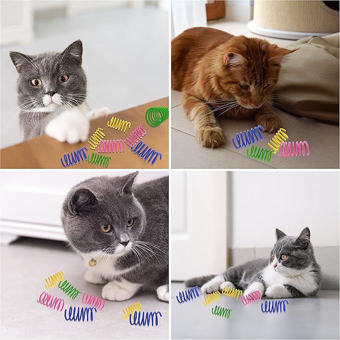 Cat Spring Toys 30 Packs, Plastic Colorful Springs Cat Toys for Cat Kitten Pets, Interactive Cat Toys for Indoor Cats and Kitten - Image 5