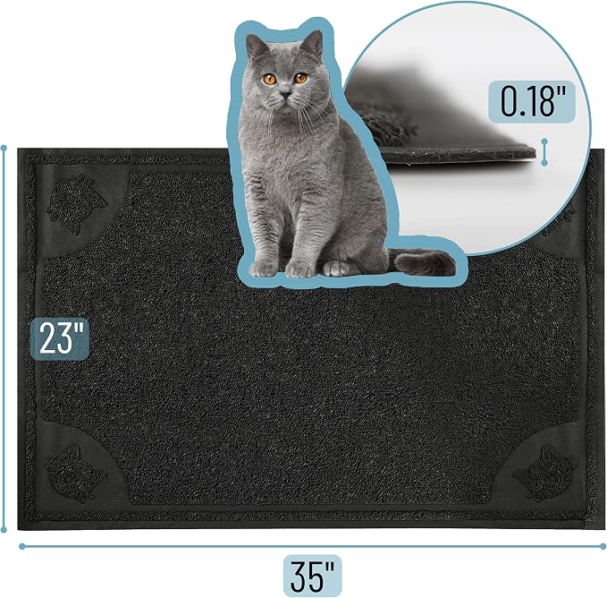 Mr. Pen- Large Cat Litter Mat, 23”x 35”, Black Cat Litter Box Mat | Cat Litter Mat Litter Trapping Mat, Cat Mats for Litter Large, Litter Mat for Litter Box, Large Litter Mat - Image 2