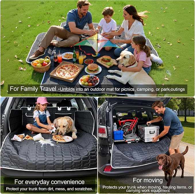 SUV Cargo Liner for Dogs, Waterproof Dog Trunk Cover with Bumper Flap | Large Pet Cargo Cover with Side Flaps& Pocket ,Dog Seat Cover with Non-Slip Mat Protect seats from Scratches, Pet hair &Dirt - Image 4