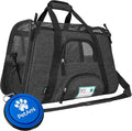 PetAmi Airline Approved Pet Carrier Cats Small Dogs, Large Heather Charcoal | Soft Sided TSA Travel Bag, Sherpa Bed, Breathable Mesh Ventilation, Collapsible Bowl, Fits Under Seat, Up to 18 lbs by PetAmi