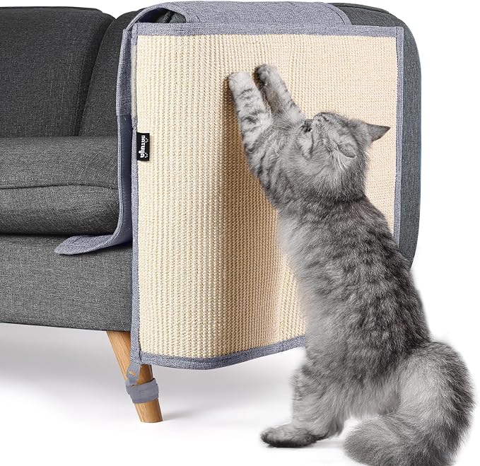 NATUYA Furniture Protectors from Cats - Couch Protector from Cat Claws with Sisal Scratching Pad Anti Cat Scratch Furniture Couch Sofa Corner (Light Gray, Left) by NATUYA