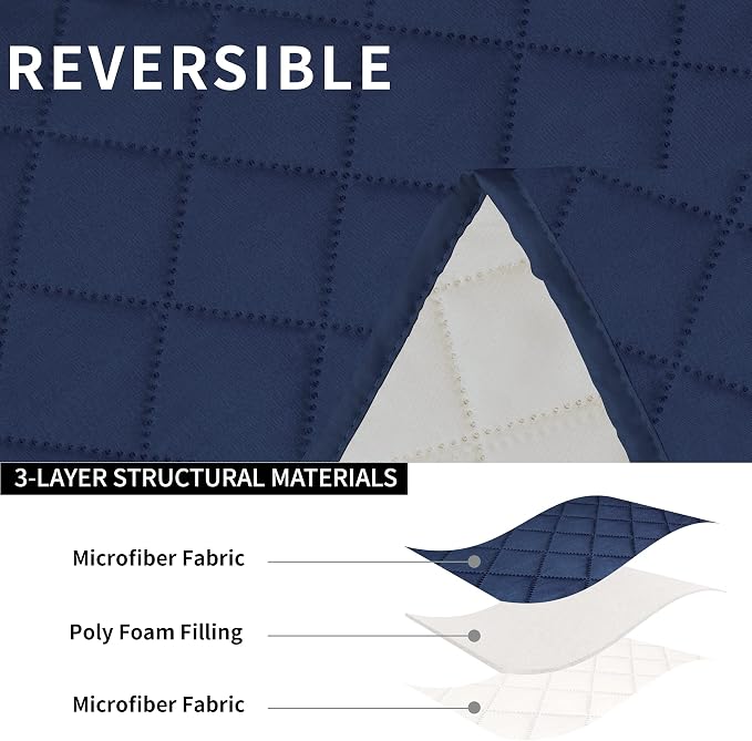 Easy-Going Reversible Couch Cover for 2 Seat Oversized Recliner, Navy/Ivory | Washable Sofa Slipcover For Dogs, Sofa Cover For Oversized Recliner Loveseat, Furniture Protector, Pet Friendly - Image 5
