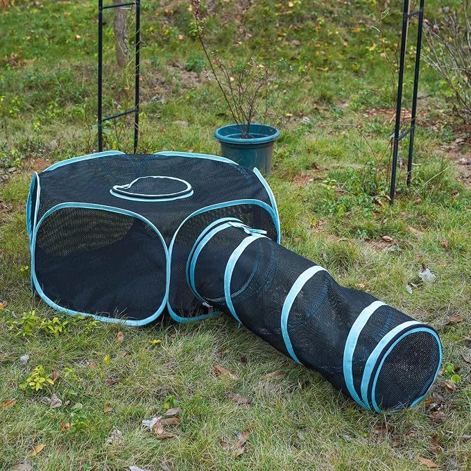 INTURN Cat Furniture Tent for Indoor and Outdoor Playpen Portable Cat Tunnels, Outdoor Kennel (Hexagon + Tunnel) - Image 2