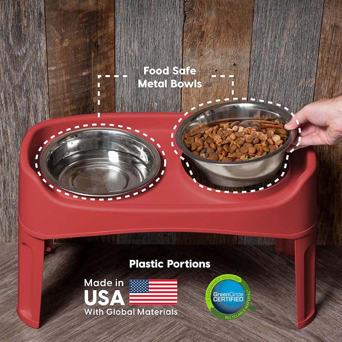 IRIS USA Elevated Dog Bowls, Dual Height 4.63" or 12.25" Made in USA, Black | Includes 2 Stainless Steel Bowls (64oz), Spill Guard, Height Adjustable, Non-Slip Feeder, Helps Reduce Neck Strain - Image 2