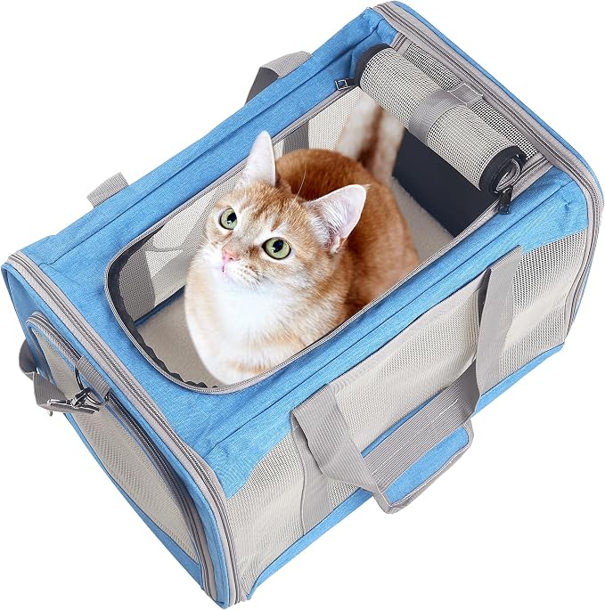 ATVobi Portable Cat Carrier for Small to Large Cats - Soft, Airline Approved, Blue - Image 3