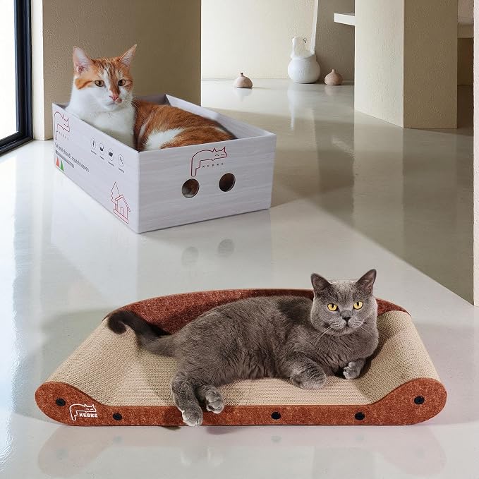 Cat Scratcher 24 Inch Cat Scratching Sofa Bed & 16" Lounge Box with Scratch Pad - Durable Cat Scratchers for Indoor Cats to Protect Your Furniture - Image 7