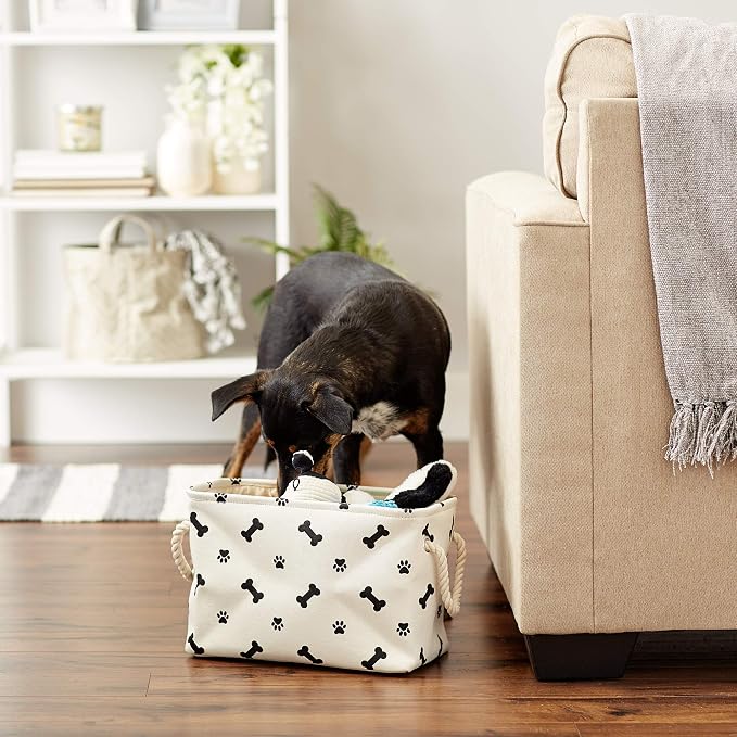Bone Dry Pet Storage Collection Paw and Bone Print, Small Rectangle, 14x8x9", Black - Image 5