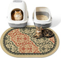 Cat Litter Mat, 33"x22" High Density PVC Litter Rug Trapping Mat, Non-Slip, Waterproof & Urine-Proof Litters Catcher Mats, Keep Floor Clean, Soft on Kitten Paws, Cat Essentials Brown-Green by Yigerlee