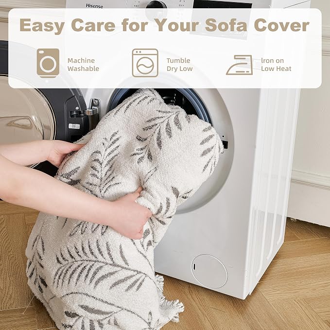 Couch Cover for Dogs Washable Sofa Cover, Sectional Couch Covers, Sofa Covers for 2 Cushion Couch, Non Slip Stripe Sofa Slipcovers Furniture Protector (Eucalyptus Brown 71x150) - Image 8