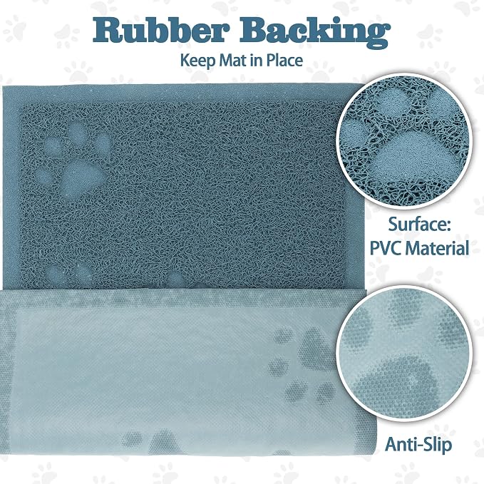 Darkyazi Cat Litter Box Mat for Floor Litter Trapping Mat Non-Slip Backing, Scatter Control, Easy Clean, Water Resistant, Soft on Paws (15.75" x 11.75",Silver Blue) - Image 3