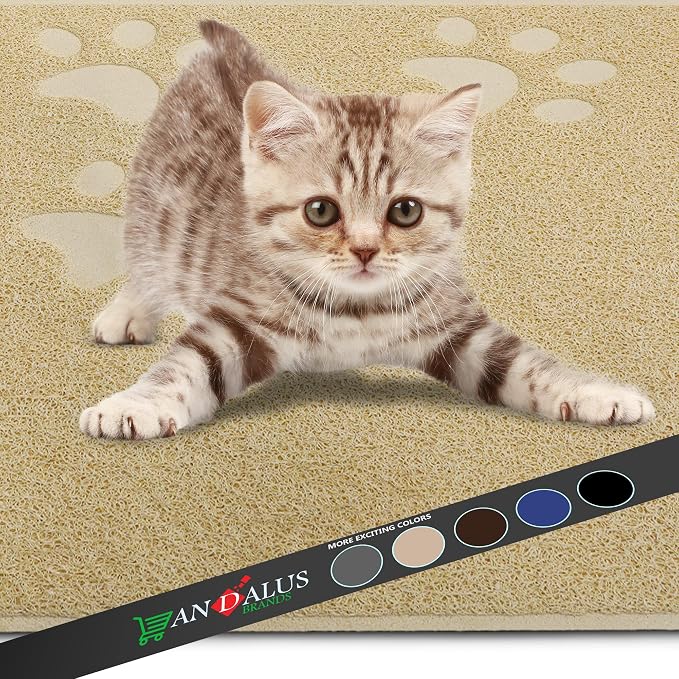 Andalus Small Cat Litter Mat, Pack of 2 - Waterproof, Non-Slip & Easy to Clean Cat Litter Box Mat for Extra Efficient Pet Litter-Trapping, Beige (15.75” X 11.75”) - Image 8