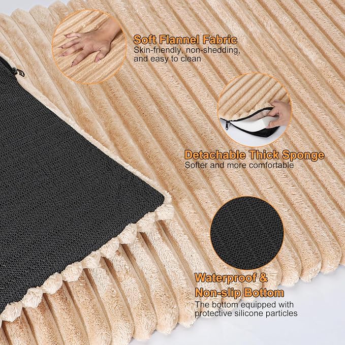 FURTIME Backseat Pet Bed Mat, Non-Slip Washable Dog Bed for Car Back Seat | Travel Pet Mat with Removable Cover, Dog Seat Covers Protector Fit for Backseat Extenders and Trucks SUVs, 54"x 24.8", Brown - Image 3