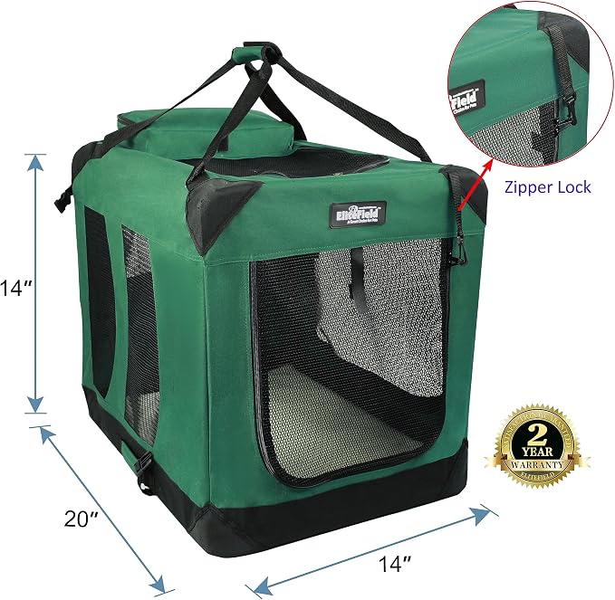 EliteField 3-Door Soft Dog Crate with Bed & Carrying Bag (2-Year Warranty) | 3 Mesh Doors, Steel Frame, Removable & Washable Crate Cover and Bed Cover, Storage Pockets, Indoor/Outdoor, Foldable - Image 2