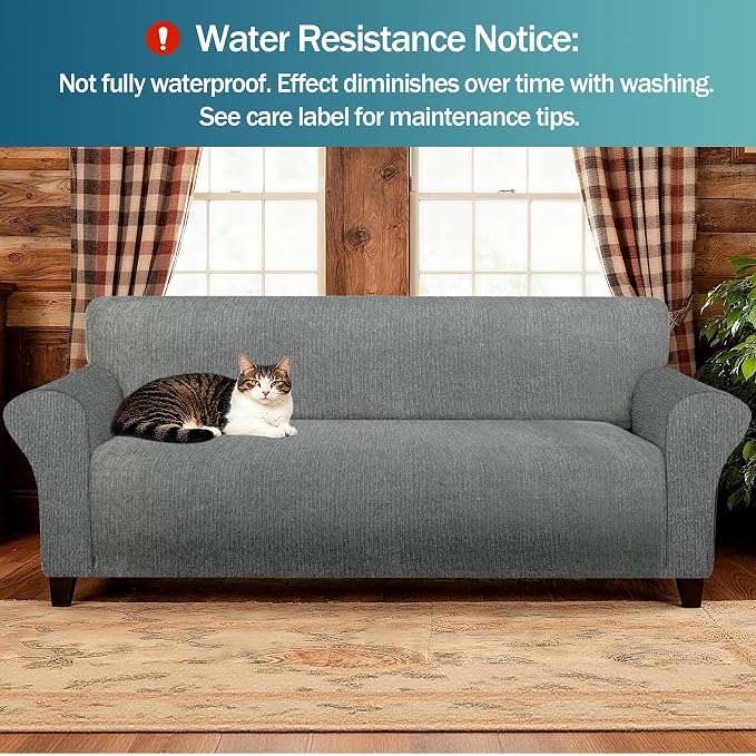 Waterproof Couch Cover, Stretch Non-Slip Oversized Sofa Slipcover with Elastic Bottom Stay-in-Place - Leakproof Furniture Protector for Kids & Pets - Washable (Oversized Sofa, Light Gray) - Image 2