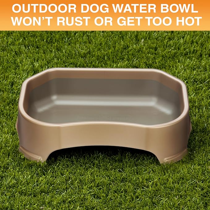 Neater Pet Brands Extra Large Water Bowl for Dogs, Outdoor Dog Water Bowl (1.25 Gallon XL Capacity), Big Trough Style Food Dish for Indoors or Outside, No Spill Large Dog Bowls, Champagne - Image 3
