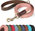 PU Leather Dog Leash for Medium Dogs, 5ft Soft Padded Handle, Pink | Comfortable Grip for Daily Walking Training, Full Control, Metal D-ring, Tangle-Free 360° Swivel Clasp, Easy to Clean, 3/4in by Didog
