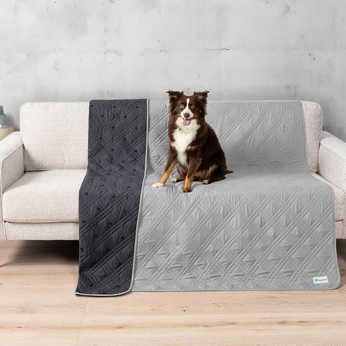 PetAmi Waterproof Couch Cover for Dog Bed Sofa Blanket, 68x82 Light Gray | Leakproof Furniture Protector for Pet Cat, Machine Washable Pee Proof Mat for Chair Car Seat, Durable & Anti Slip Backing by PetAmi