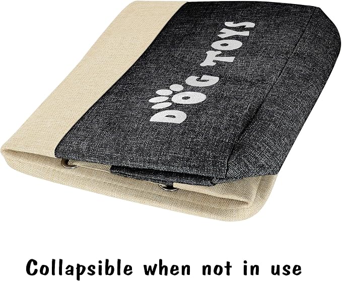 PET ARTIST Dog Toy Basket, Large Collapsible, Black, L:15"x13"x12" | Dog Toy Bin Box, Comfortable Handles, Large Pet Toy Storage Organizer, For Accessories, Toys, Coat & Clothing, Blanket Leash - Image 5