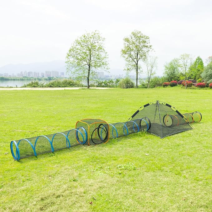 Cat Play Tunnel + Cube(with Three Ways) for Indoor and Outdoor, Cat Playpen, Play Enclosures, Collapsible Playhouse, Tunnel, Easy to Connect with Tent 2 Tunnels + Cube - Image 2