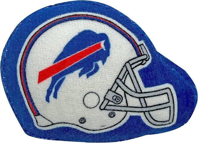 Best Plush CAT Toy - NFL Buffalo Bills Complete Set of 3 Piece Cat Toys Filled with Fresh Catnip. Includes: 1 Helmet Cat Toy, 1 Football Cat Toy with Feathers & 1 Beer Bottle. Beautiful Team Logos - Image 3