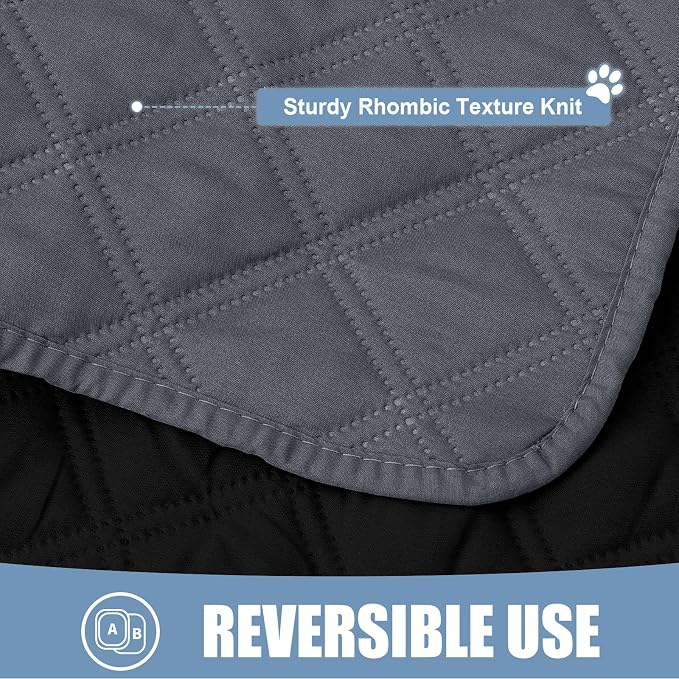 Smiry Waterproof Reversible Pet Couch Covers for Dogs | Pet Friendly, Soft Fabric, Washable Sofa Furniture Protector for Dogs Cat Kids, Checkered (30"x53", Dark Grey/Black) - Image 4
