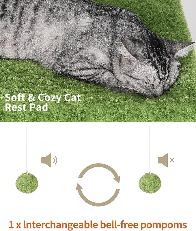43.7in 3-Tier Modern Cat Tree Tower Condo, Cat Scratch Posts for Indoor Cats, Big Plate, Two 19.7in Full Sisal Scratching Posts, White - Image 5