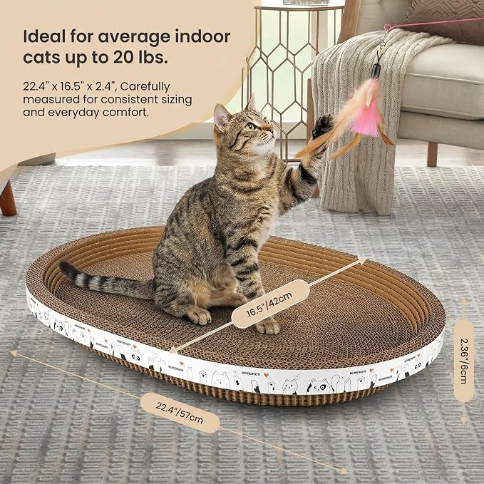 3Pack Extra Large Versatile Cardboard cat Scratcher & Lounger bed, High-Density cat Scratch Pads for Indoor Cats Grinding Claws, Ergonomical curved Cat Scratching Board, Couch Protector from Cat Claws - Image 5