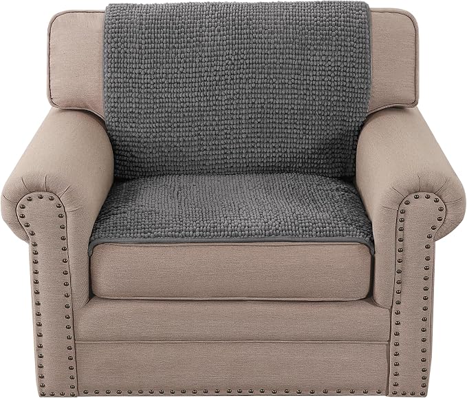 H.VERSAILTEX Plush Chenille Couch Armrest Cover 2 Packs Thick and Soft Sofa Covers Furniture Protector Cover for Pets (27.5" x 27.5", Grey) - Image 7
