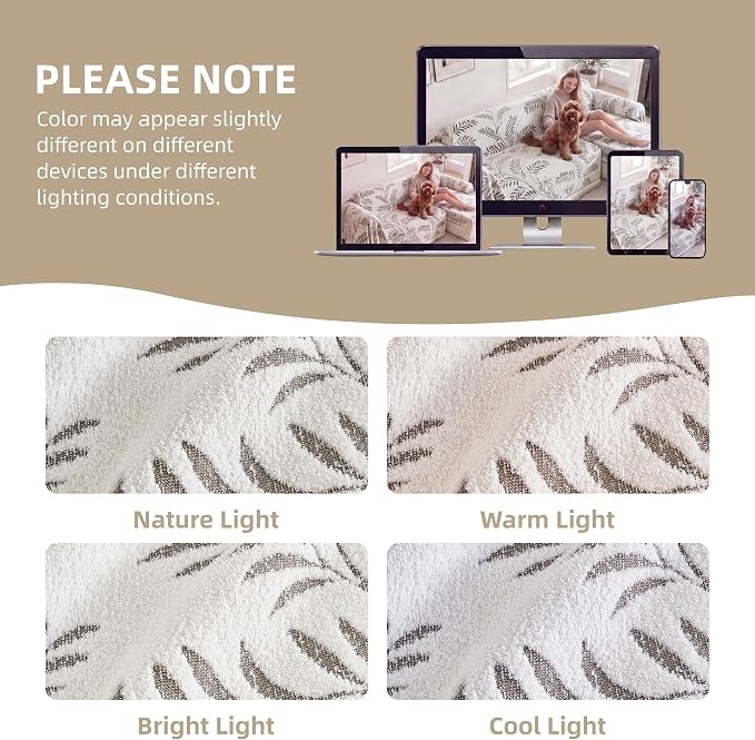 Couch Cover for Dogs Washable Sofa Cover, Sectional Couch Covers, Sofa Covers for 2 Cushion Couch, Non Slip Stripe Sofa Slipcovers Furniture Protector (Eucalyptus Brown 71x102) - Image 7