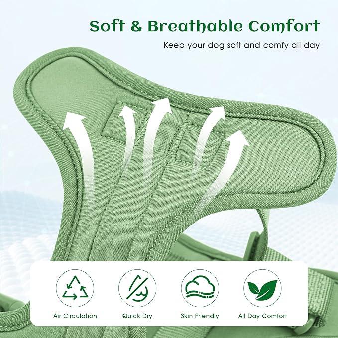 Wisedog No Pull Dog Harness, Sage Green, X-Small | Lightweight, Adjustable Breathable Pet Vest, Soft & Comfortable Cushion, Small Medium Large Dogs - Image 2