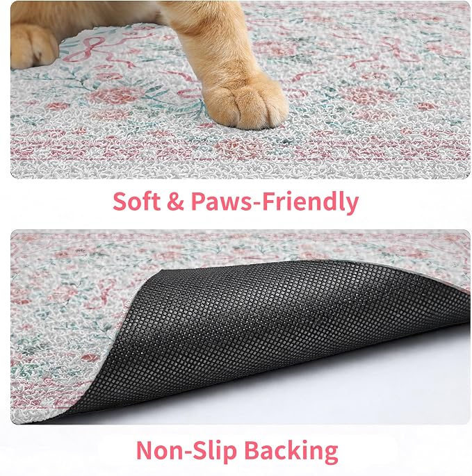 Cat Litter Mat 33" x 22" for Litter Box, Non-Slip Washable Floor Mat with Litter Trapping Design, Scatter Control for Cats and Kittens, Pink - Image 4
