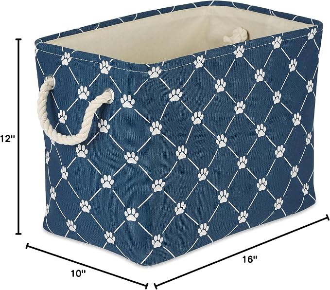 Bone Dry Pet Storage Paw and Bone, Trellis Collection, Medium Rectangle, 16x10x12, Navy - Image 9