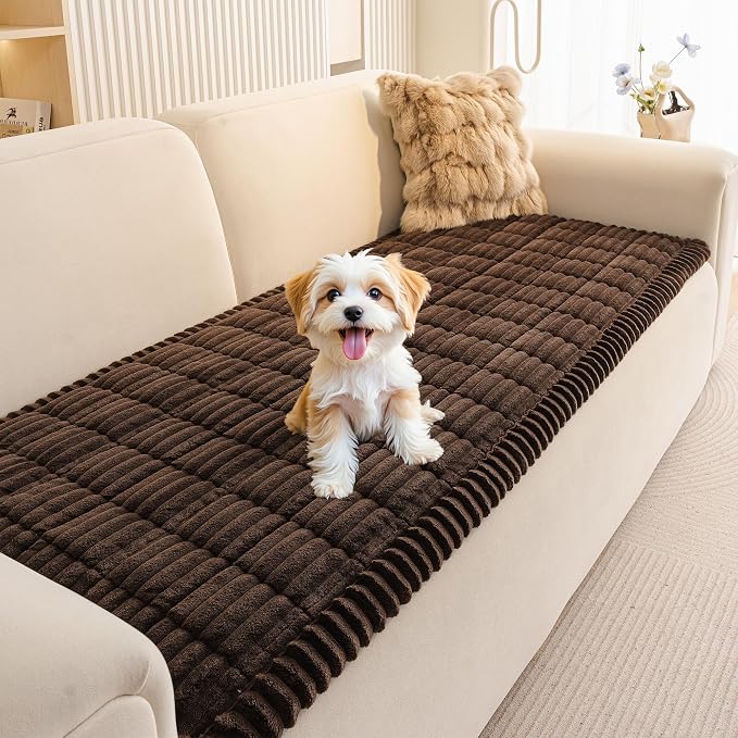 MEETSKY Couch Covers for 3 Cushion Sofa, Couch Cover for Dogs Washable | Non Slip Soft Couch Protector Covers, Dog Mat for Couches Against Pet Hair & Scratch, Pet Friendly, Chocolate, 27.6" x 82.7" by MEETSKY