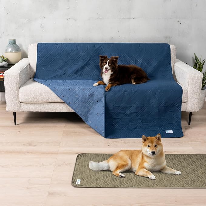 PetAmi Waterproof Couch Cover for Dog Non-Slip Bed Sofa Blanket, 52x82 Blue | Leakproof Furniture Protector for Pet Cat, Machine Washable Pee Proof Mat for Chair Car Seat, Durable & Anti Slip Backing - Image 2