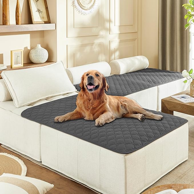 gogobunny 3X Stronger Waterproof Pet Blanket, Scratch Proof Furniture Protector for Dogs Cats, Reversible Cover 40x50 Inch, Dark Grey by gogobunny