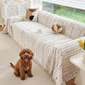 Couch Cover for Dogs Washable Sofa Cover, Sectional Couch Covers, Sofa Covers for 2 Cushion Couch, Non Slip Stripe Sofa Slipcovers Furniture Protector (Quicksand White 71x134) by Unknown