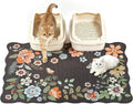 Cat Litter Mat,35"x23" Large Cute Litter Box Mat,Traps 100% Litter | Easy Clean for Scatter Control, Soft on Kitty Paws, Bohe cat food mat,Waterproof Urine Protection, Non-Slip, decor litter mat by YOSEPATI