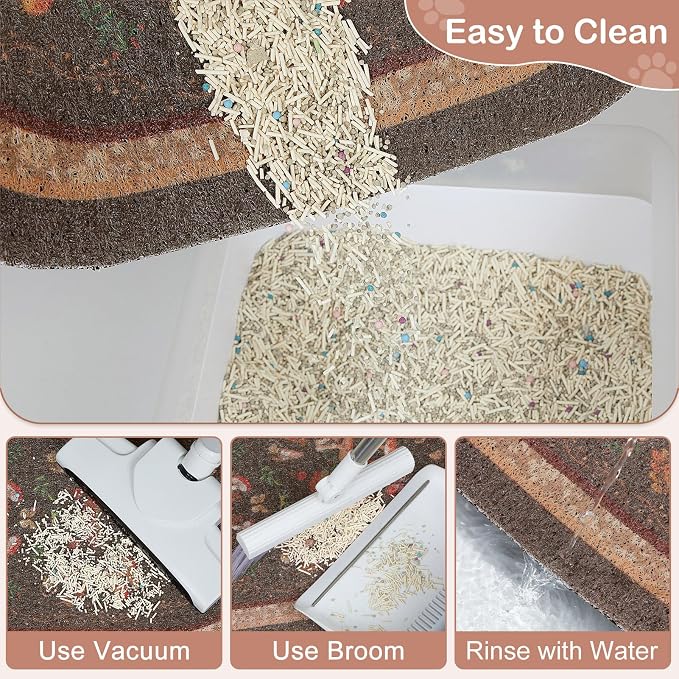 Bienbee Cat Litter Mat, 40" x 30" Dense Trapping Mesh for Litter Boxes | Litter Box Mat with PVC Mesh, Waterproof &Urineproof, Non-Slip Grip, Soft On Kitty Paws and Easy to Clean to Protect Floor - Image 4