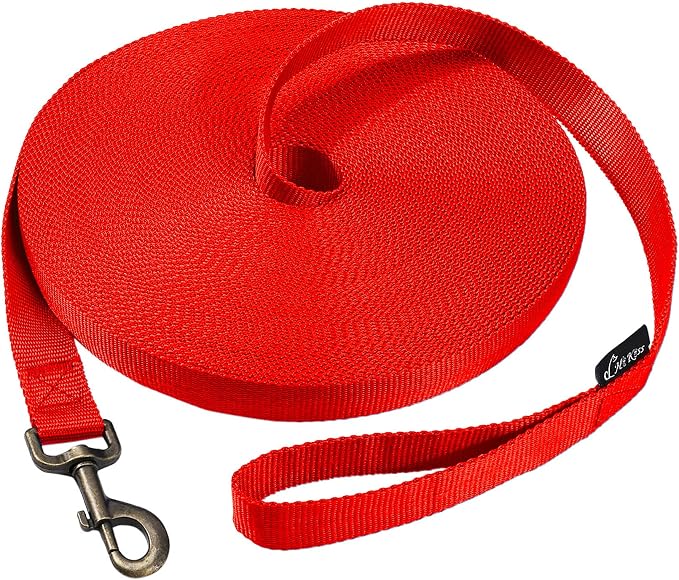 HIKISS Long Dog Leash Obedience Recall Training Agility Lead with Thickening Material for Large Dog - 15ft 20ft 30ft 50ft 100ft Training Leash(Red 50ft) by HiKiss