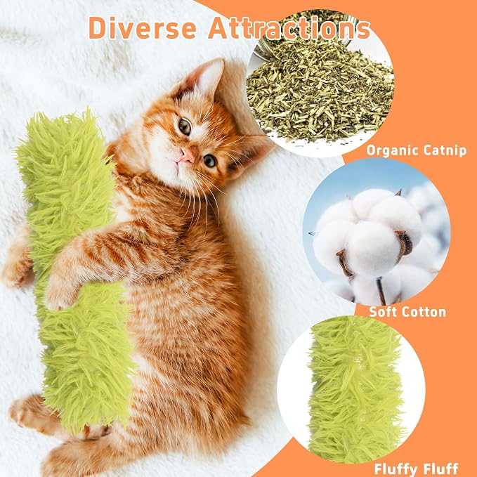 3 Pack Catnip Toys,Soft and Durable Cat Pillows Toys, Funny cat Toy | Rich Color Catnip toy, Cat toys for indoor cats, Indoor Interactive toy, cat kicker toy, Companion Toys for Cats (Green Set) - Image 2