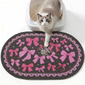Bienbee Cat Litter Mat, 24" x 15" Litter Box Mat Rug with Non-Slip Bottom,Urine and Water Proof, Easy to Clean Cat Supplies Essentials for Indoor Kitty Kitten Floor, Pink Bow M by Bienbee