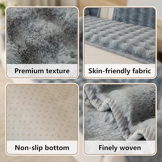 Faux Fur Couch Cover for Dogs, L Shaped Sofa Cover for Pets. | 27"x70",Light Grey,L Shaped,Washable,Non-Slip,Furniture Protector,No Linting,Pet Friendly,Living Room. - Image 4