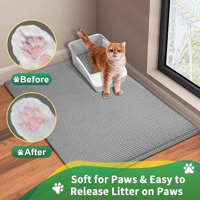 GRELY 35''X 25'' Large Litter Mat, 2 Layer Cat Litter Mat Litter Trapping Mat,Litter Box Mats for Floor, Cats Litterbox Catcher Rug for Kitty Pet, Waterproof Urine Proof,Non-Slip - Image 5
