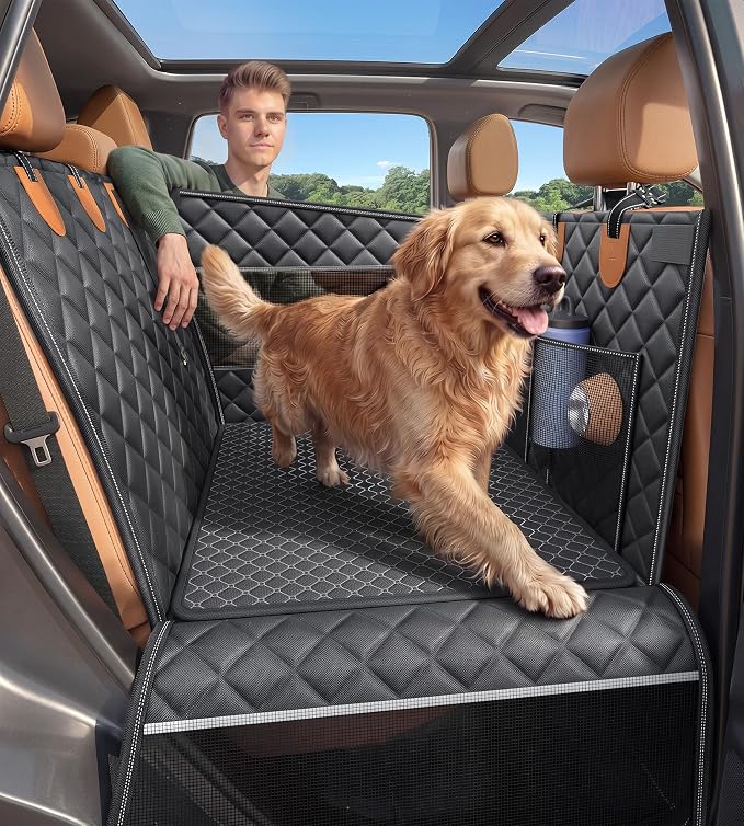 Doglike UNBREAK Hard Bottom Dog Car Seat for Back Seat Passenger Frinedly | [Military-Grade Protection], 450LB Ultra-Support Back Seat Extender for Dogs Carseat, Waterproof Pet Carseat XL Size - Image 9