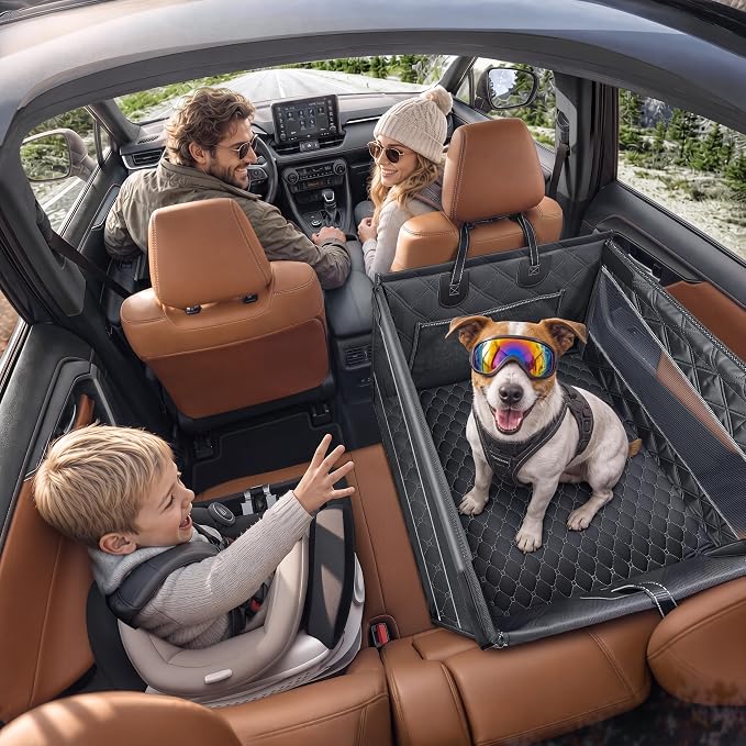 Doglike UNBREAK Hard Bottom Dog Car Seat for Back Seat Passenger Frinedly | [Military-Grade Protection], 450LB Ultra-Support Back Seat Extender for Dogs Carseat, Waterproof Pet Carseat L Size by DOGLIKE%C2%AEUS