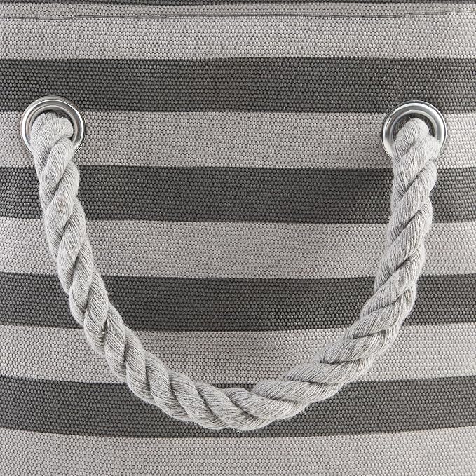 Bone Dry Pet Storage Collection Striped Paw Patch Bin, Large Round, Gray - Image 5