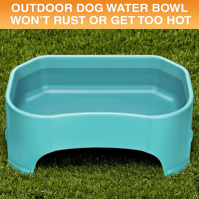 Neater Pet Brands Extra Large Water Bowl for Dogs, Outdoor Dog Water Bowl (2.25 Gallon XL Capacity), Big Trough Style Food Dish for Indoors or Outside, No Spill Large Dog Bowls, Aquamarine - Image 3